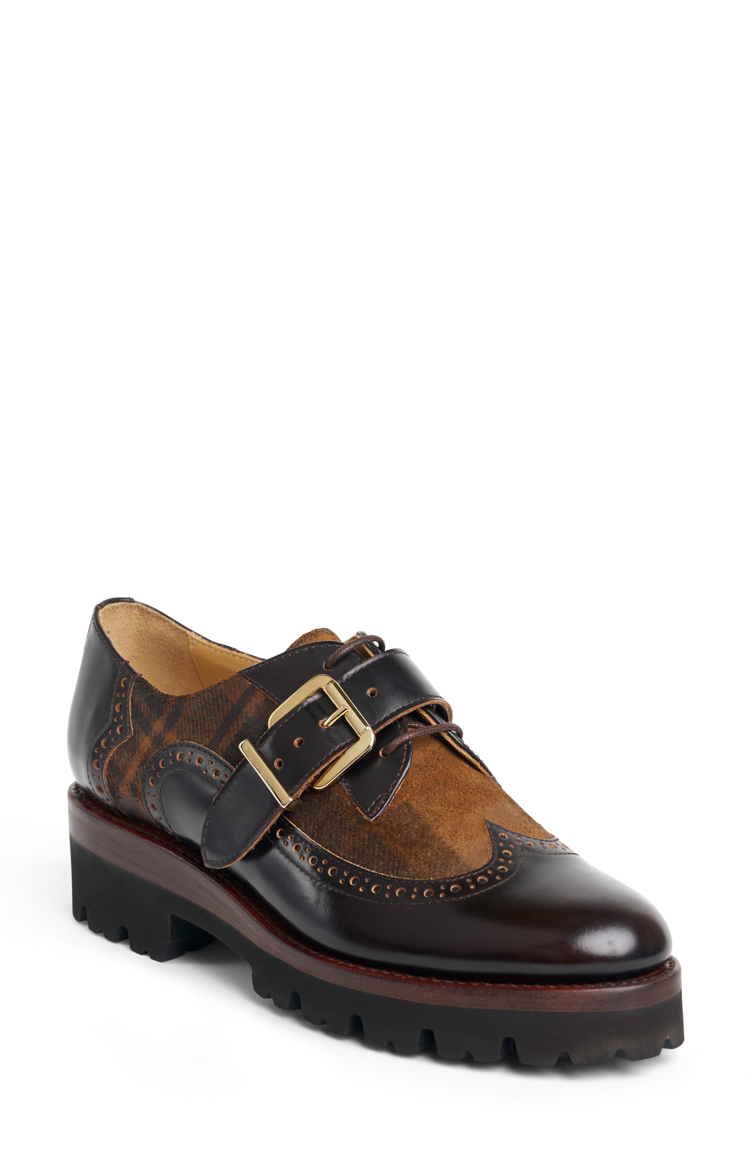 Miss Marques Wingtip Derby, Main, color, BROWN PLAID