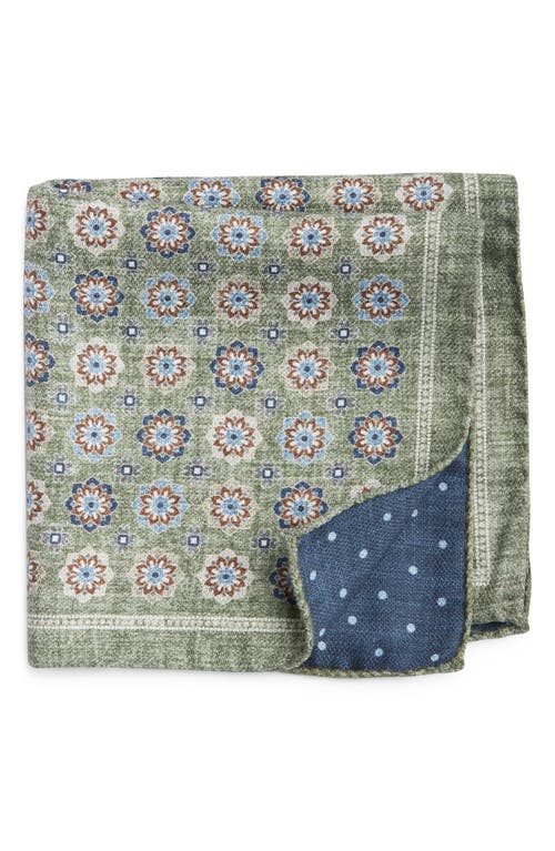 Nordstrom Double Print Silk Pocket Square In Green
