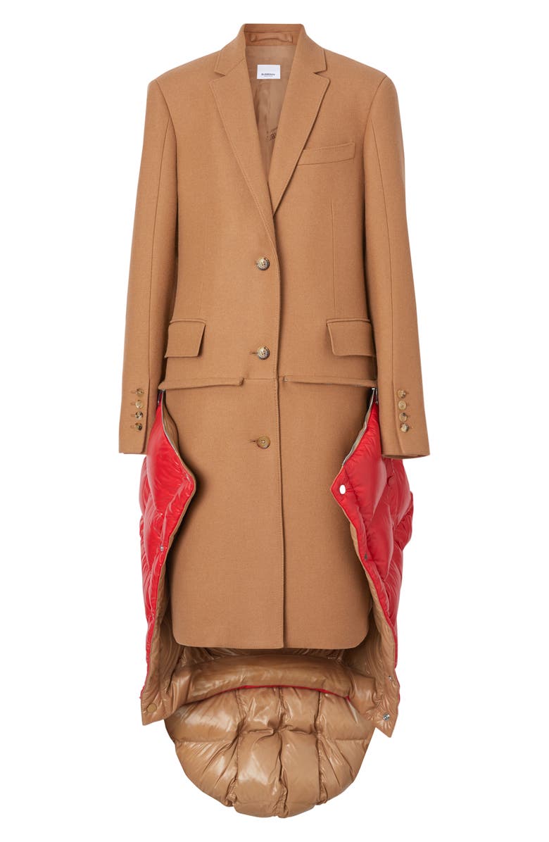 Burberry 2-in-1 Camel Hair Coat with Reversible Puffer Vest, Alternate, color,
