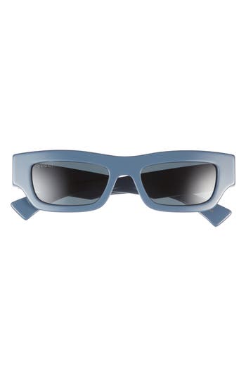 Gucci 52mm Polarized Rectangular Sunglasses In Blue