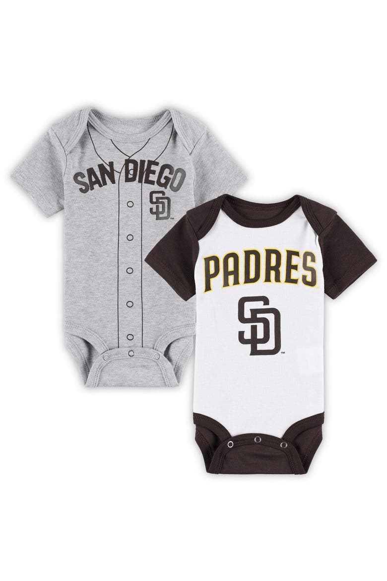 Newborn & Infant White/Heather Gray San Diego Padres Little Slugger Two-Pack Bodysuit Set, Main, color, White