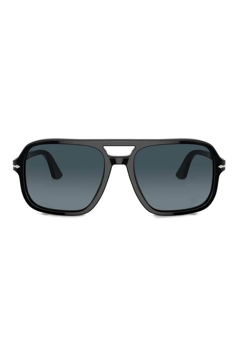 58mm Polarized Pilot Sunglasses, Main, color, BLACK