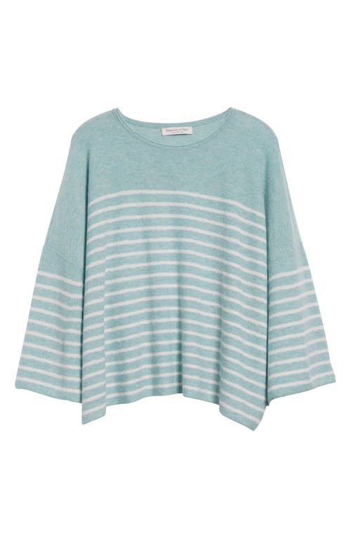 Johnstons Of Elgin Stripe Cashmere Sweater In Jade/zinc White