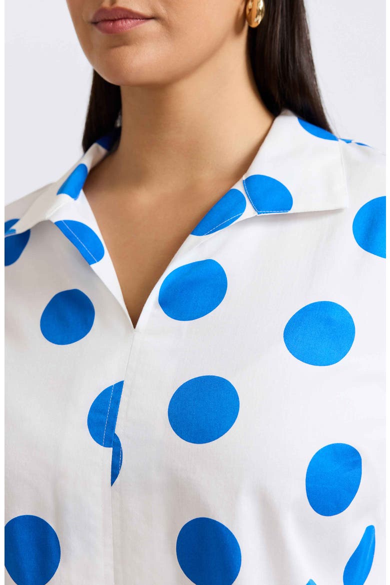 Agnes Polka Dot Cotton Popover Top, Alternate, color, WHITE/ BLUE