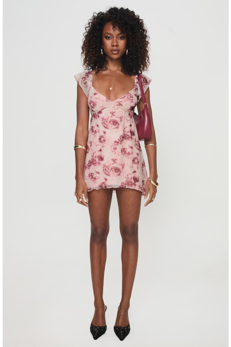 Trigg Blurred Floral Mesh Minidress, Alternate, color, PINK FLORAL