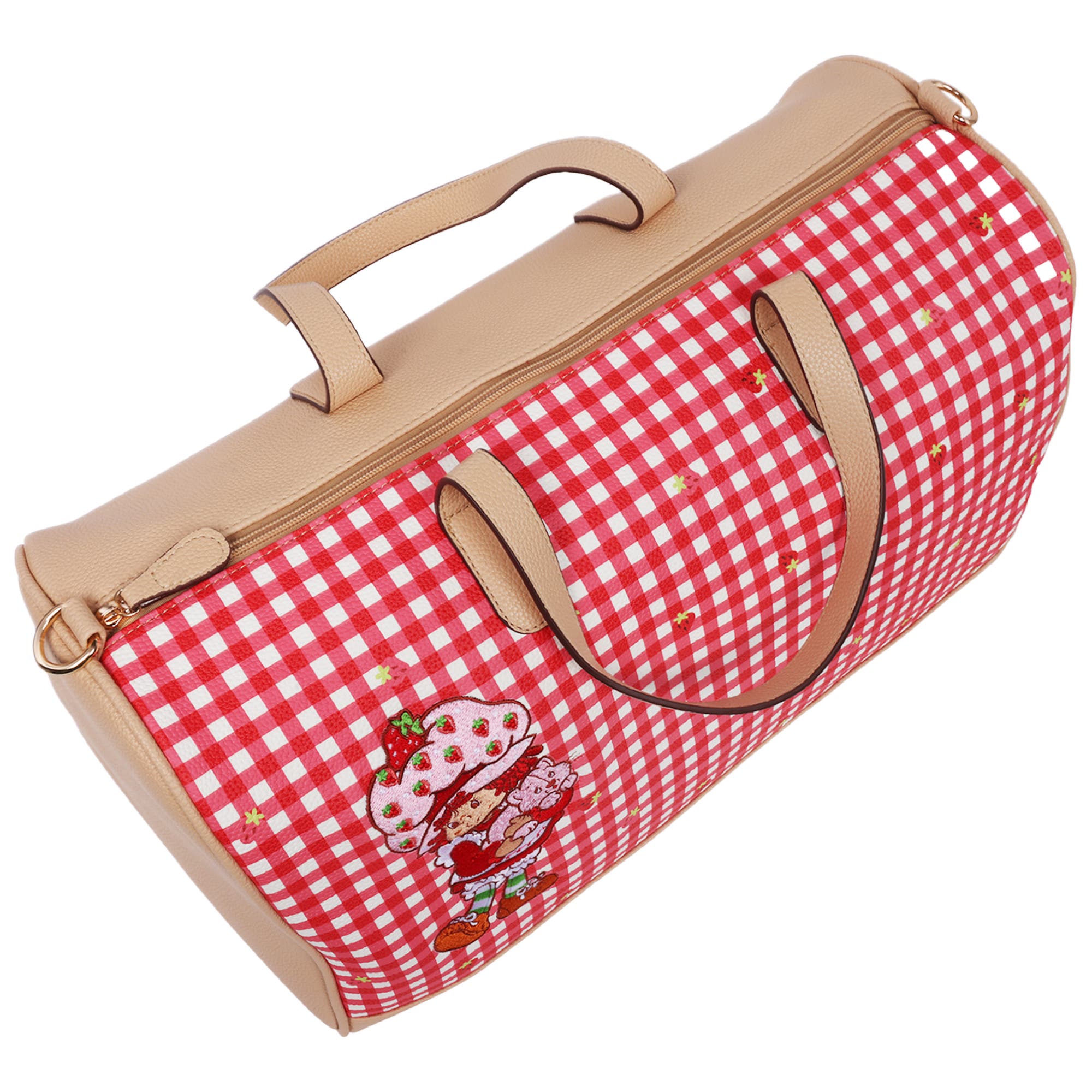 Strawberry Shortcake Gingham Weekender Duffel Bag, Alternate, color, Red