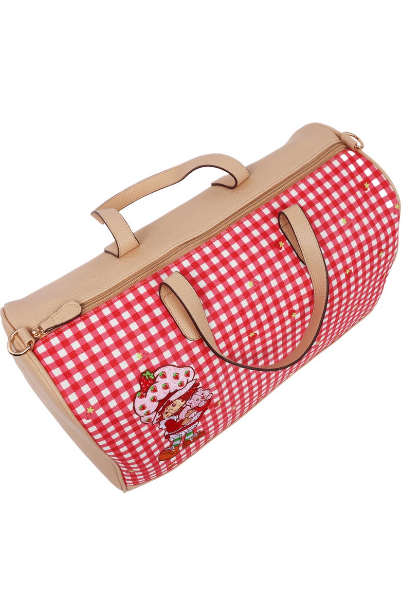 Strawberry Shortcake Gingham Weekender Duffel Bag, Alternate, color, Red