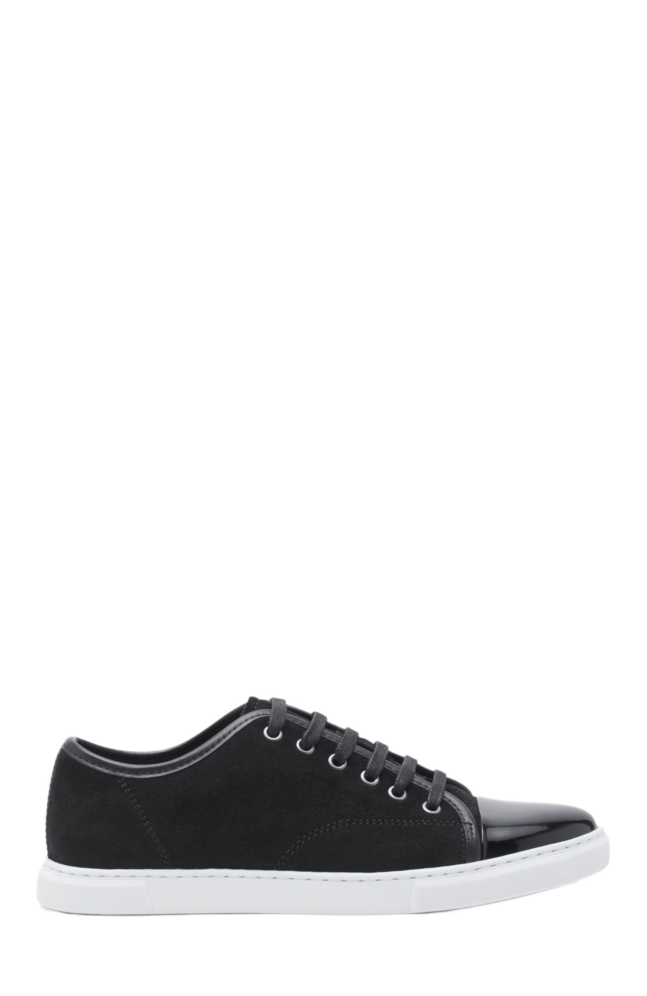 Lanvin DBB1 SNEAKERS IN SUEDE AND PATENT LEATHER, Main, color, Black