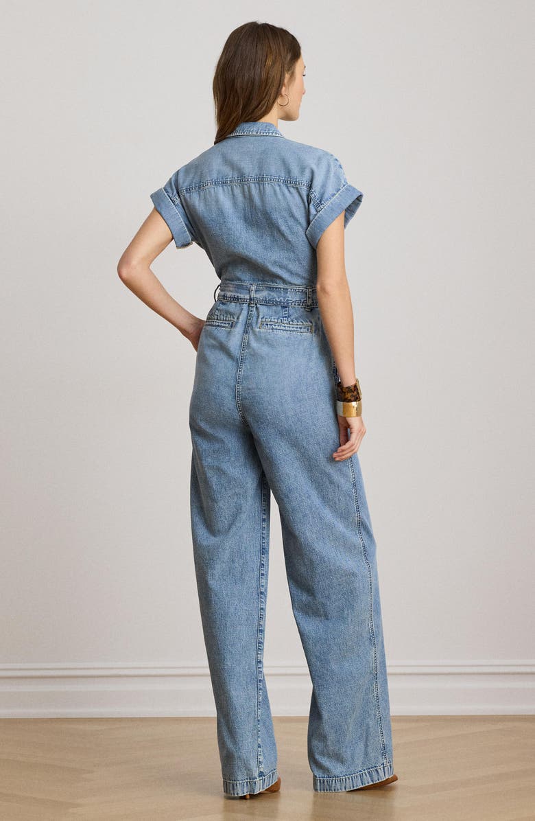 Lauren Ralph Lauren Wide Leg Denim Jumpsuit, Alternate, color, Alicia Wash