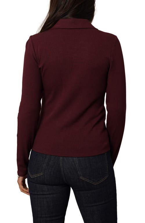 Cyrus Grommet Trim Rib Top In Burgundy