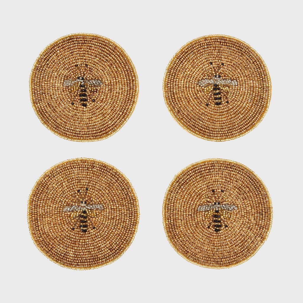 Joanna Buchanan Hand Beaded Coasters In Brown