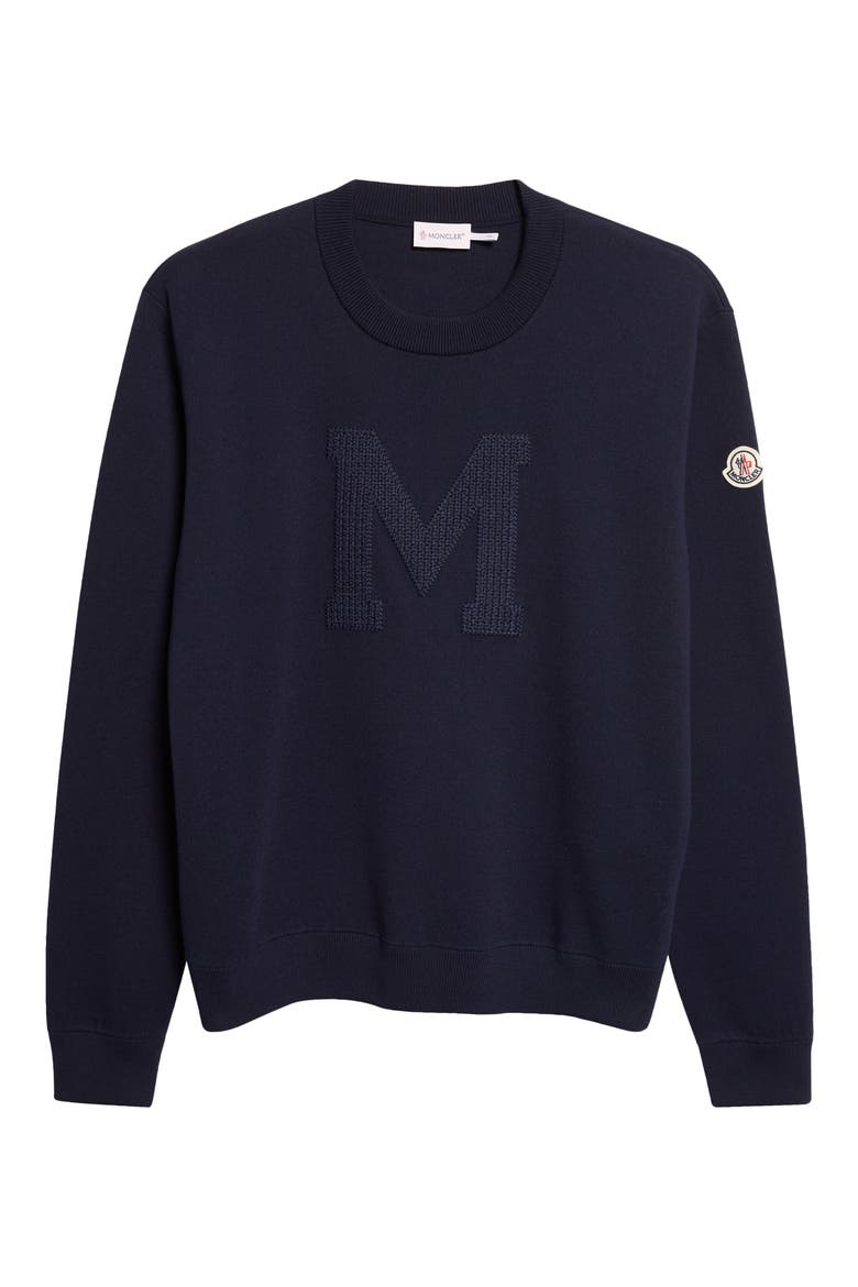 Chest Appliqué Crewneck Cotton Blend Sweatshirt, Main, color, OBSIDIAN BLUE