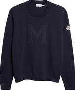 Moncler Chest Appliqué Crewneck Cotton Blend Sweatshirt