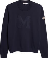 Moncler Chest Appliqué Crewneck Cotton Blend Sweatshirt