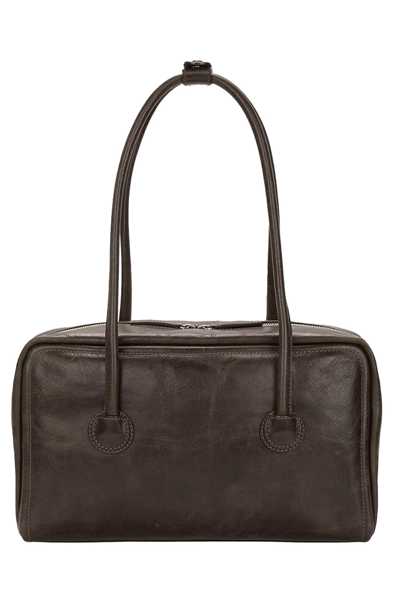 MARGESHERWOOD Boston Leather Shoulder Bag, Alternate, color, Washed Brown Pull-Up