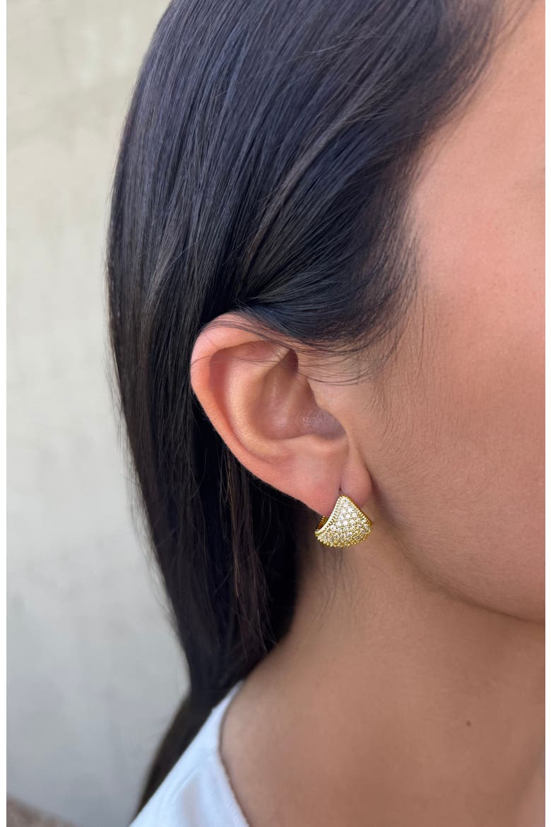 Cubic Zirconia Purse Hoop Earrings, Alternate, color, GOLD