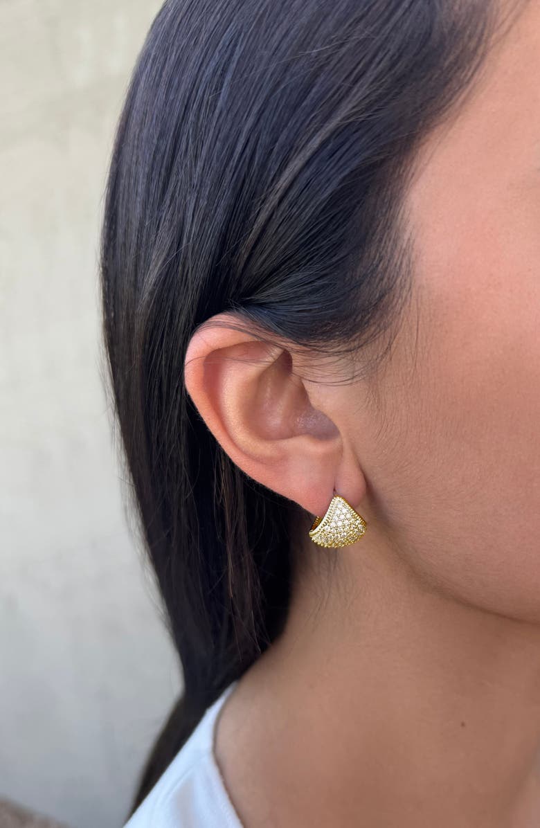 Adornia Cubic Zirconia Purse Hoop Earrings, Alternate, color, Gold