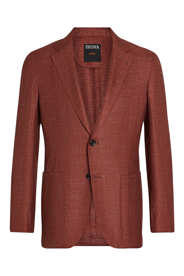 Houndstooth Cashmere, Silk & Linen Cardigan Jacket, Alternate, color, BROWN