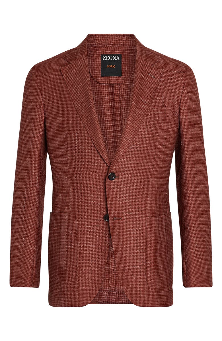 ZEGNA Houndstoot Cashmere, Silk & Linen Cardigan Jacket, Alternate, color, Brown