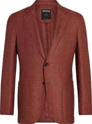 ZEGNA Houndstooth Cashmere, Silk & Linen Cardigan Jacket
