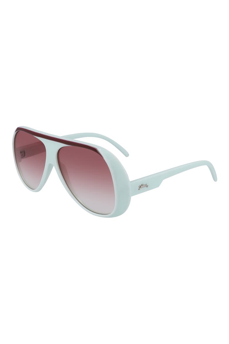 Stripe 59mm Aviator Shield Sunglasses, Alternate, color, AQUA