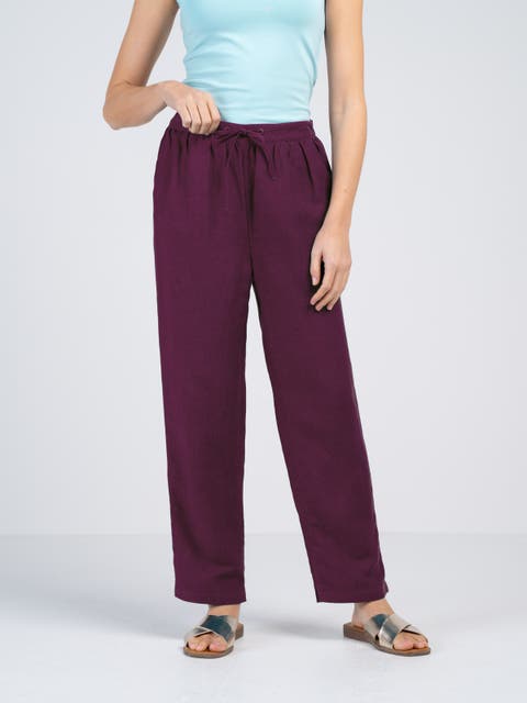 Tapered Linen Blend Trousers