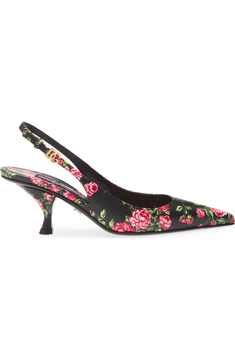 Dolce&Gabbana Lollo Rose Print Kitten Heel Slingback Pump, Alternate, color, Mazzolini Rose F.ner