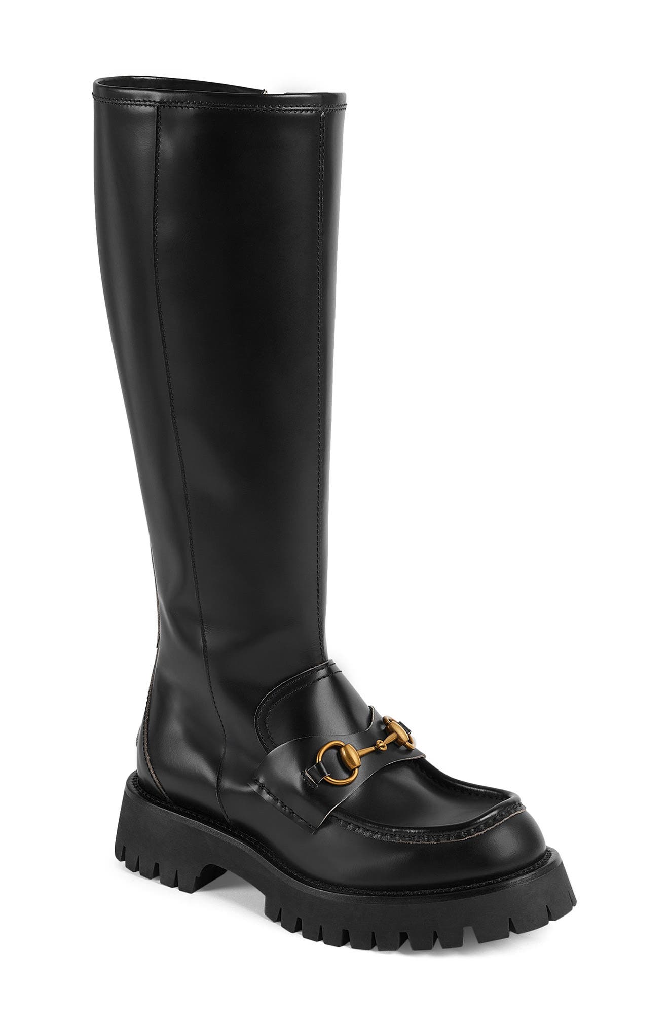 Gucci Harald Horsebit Knee High Platform Boot, Main, color, 