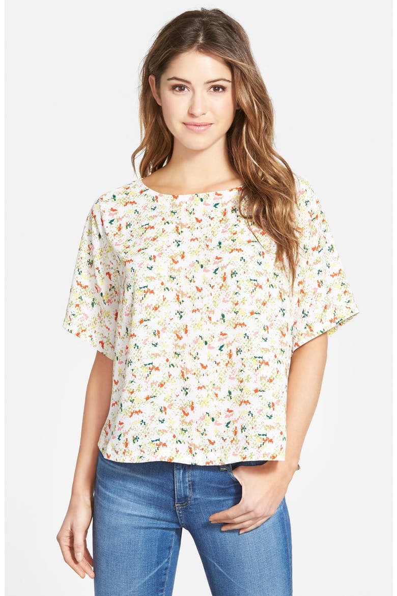 Boxy Woven Boatneck Top, Main, color, CONFETTI YELLOW