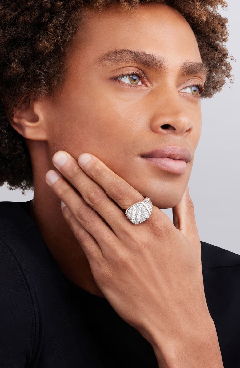 LAGOS Anthem Pavé Diamond Signet Ring, Alternate, color, Silver