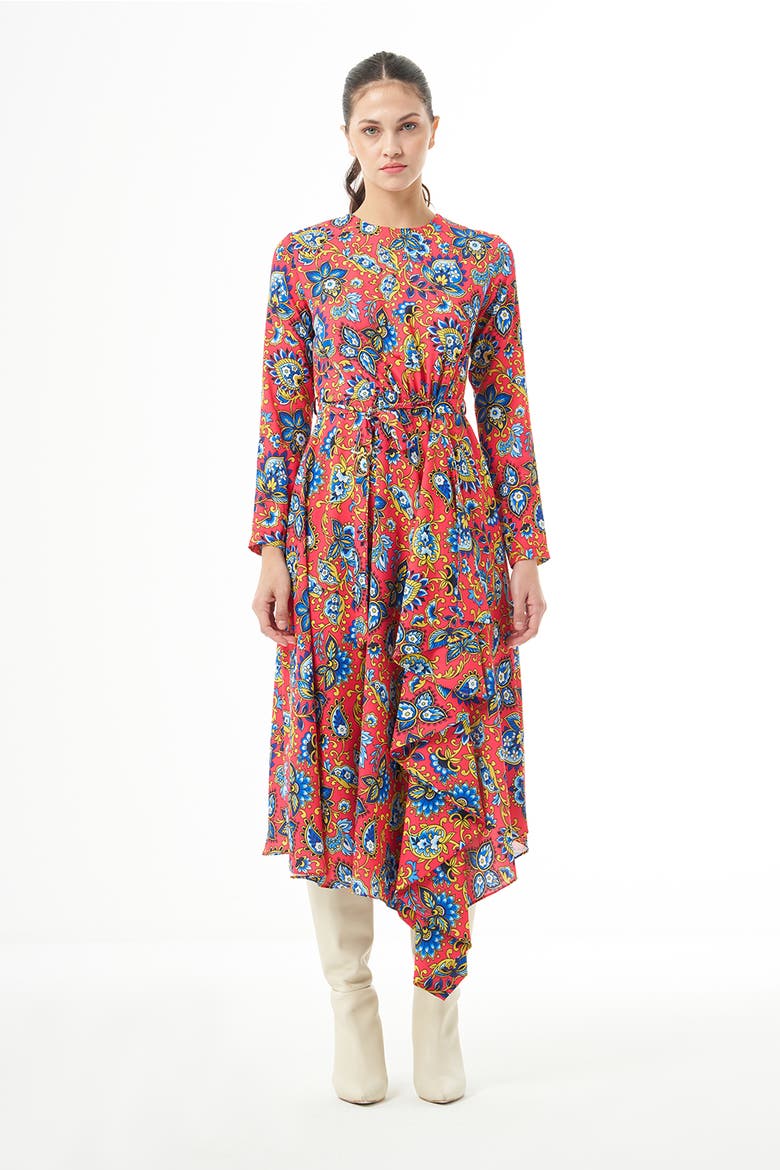 Long Sleeve High Neck Midi Dress, Alternate, color, Patterned