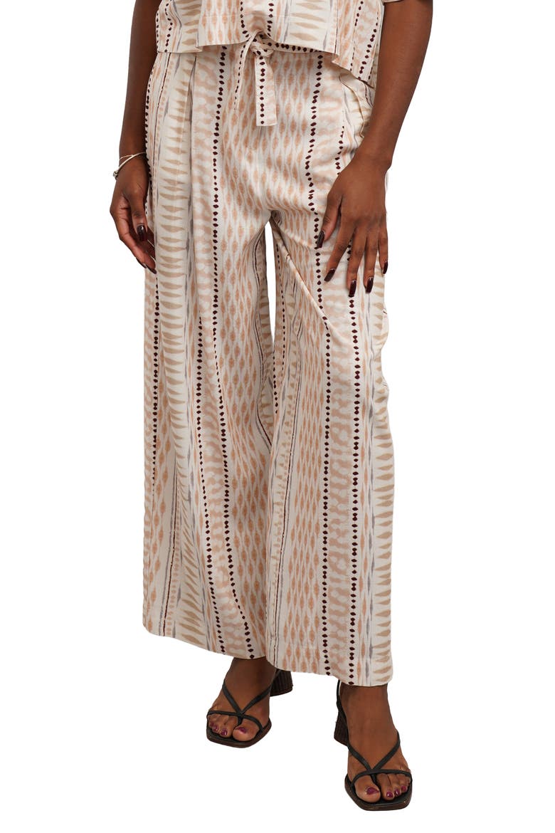 Belted Print High Waist Wide Leg Pants, Main, color, BOHEMIA ORANGE