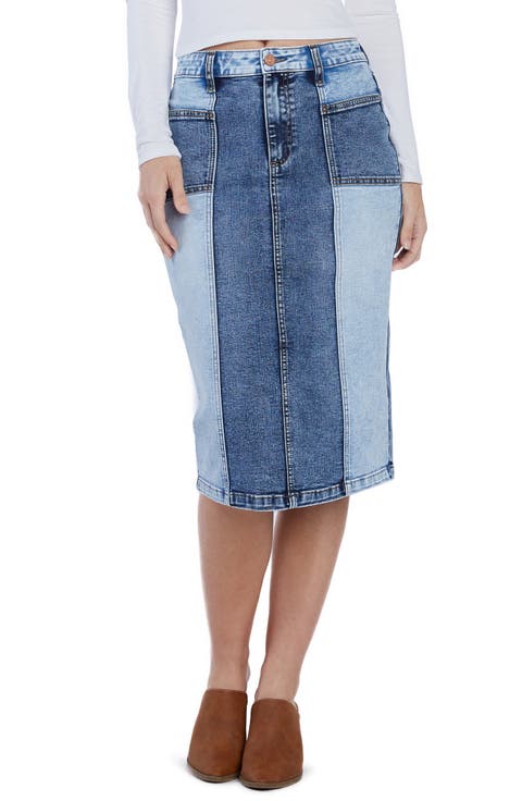 Pieced Midi Denim Skirt