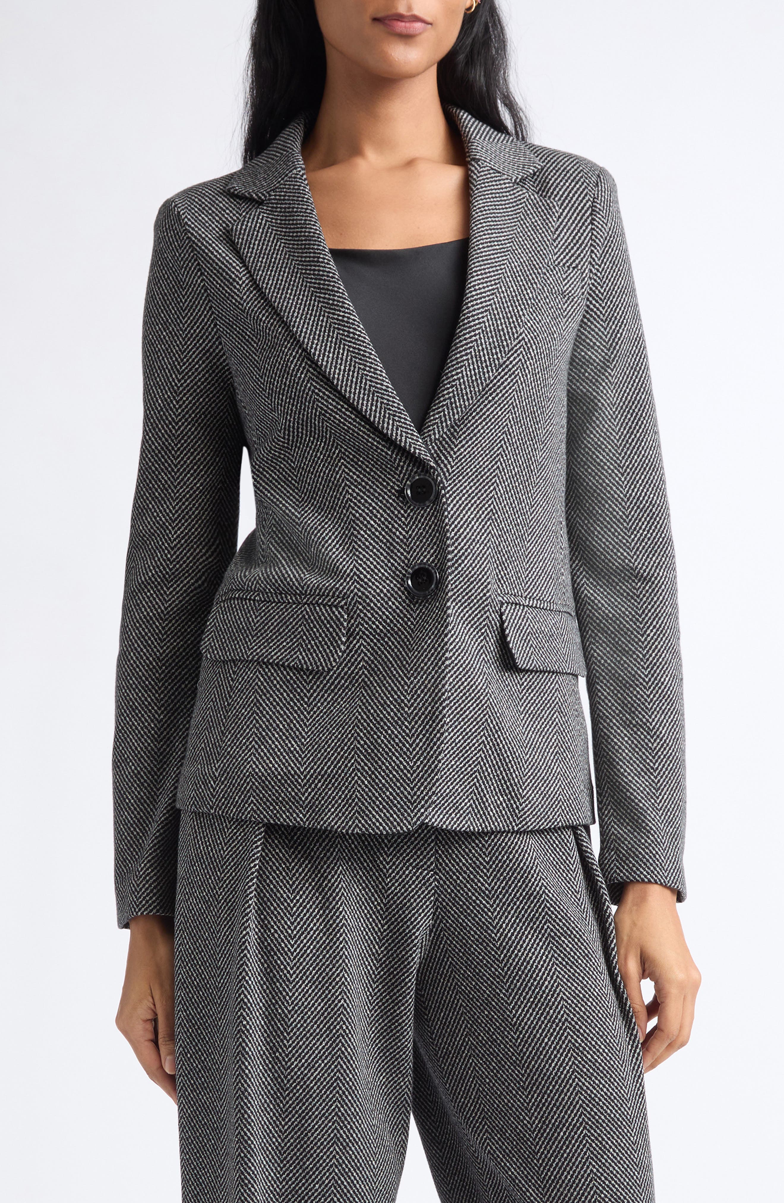 Emporio Armani Chevron Jacquard Jersey Blazer (Women) | Nordstrom