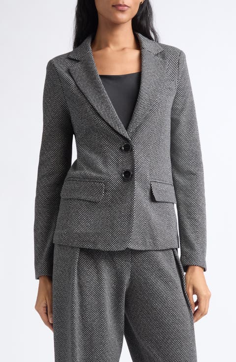 Chevron Jacquard Jersey Blazer