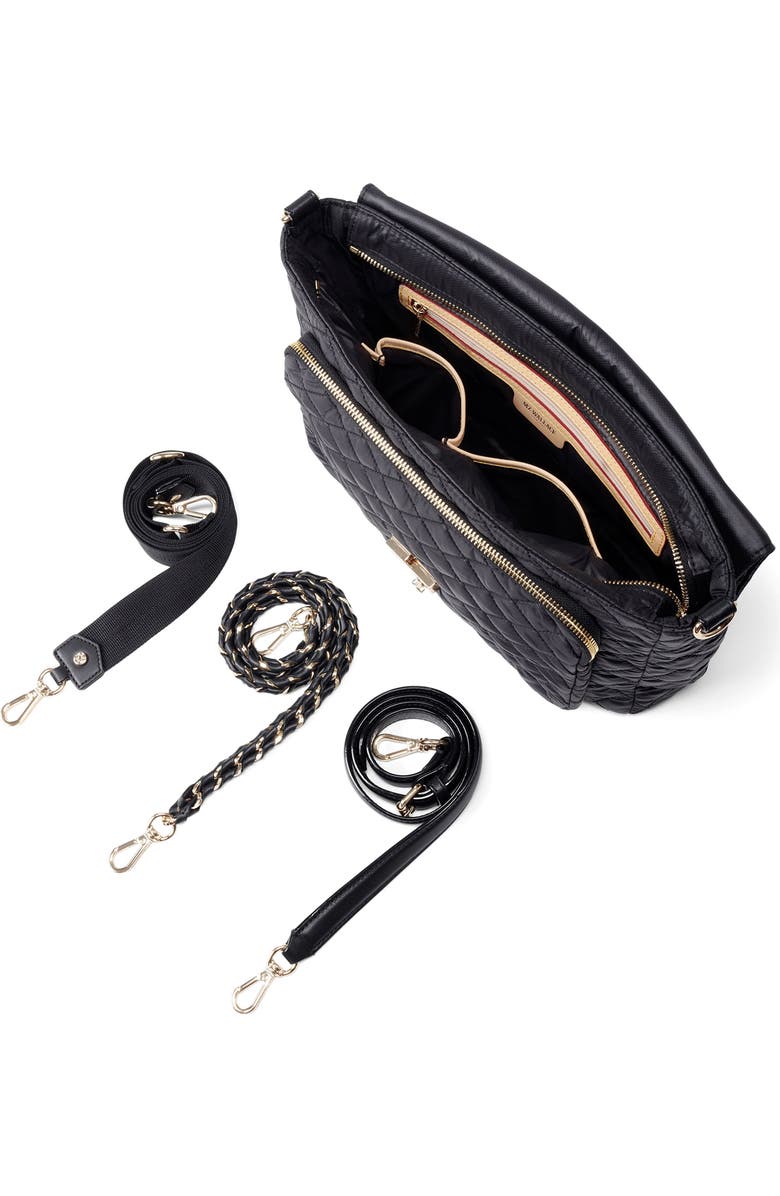 MZ Wallace Large Crosby Lock Quilted Nylon Crossbody Bag, Alternate, color, Black