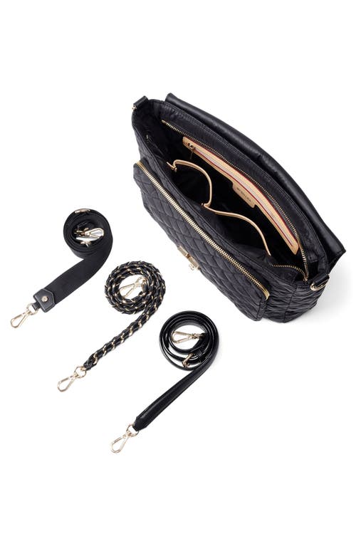 Mz Wallace Large Crosby Lock Quilted Nylon Crossbody Bag In Black