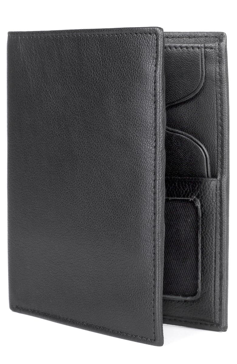 BUXTON Credit Card RFID Leather Folio Wallet, Alternate, color, Black
