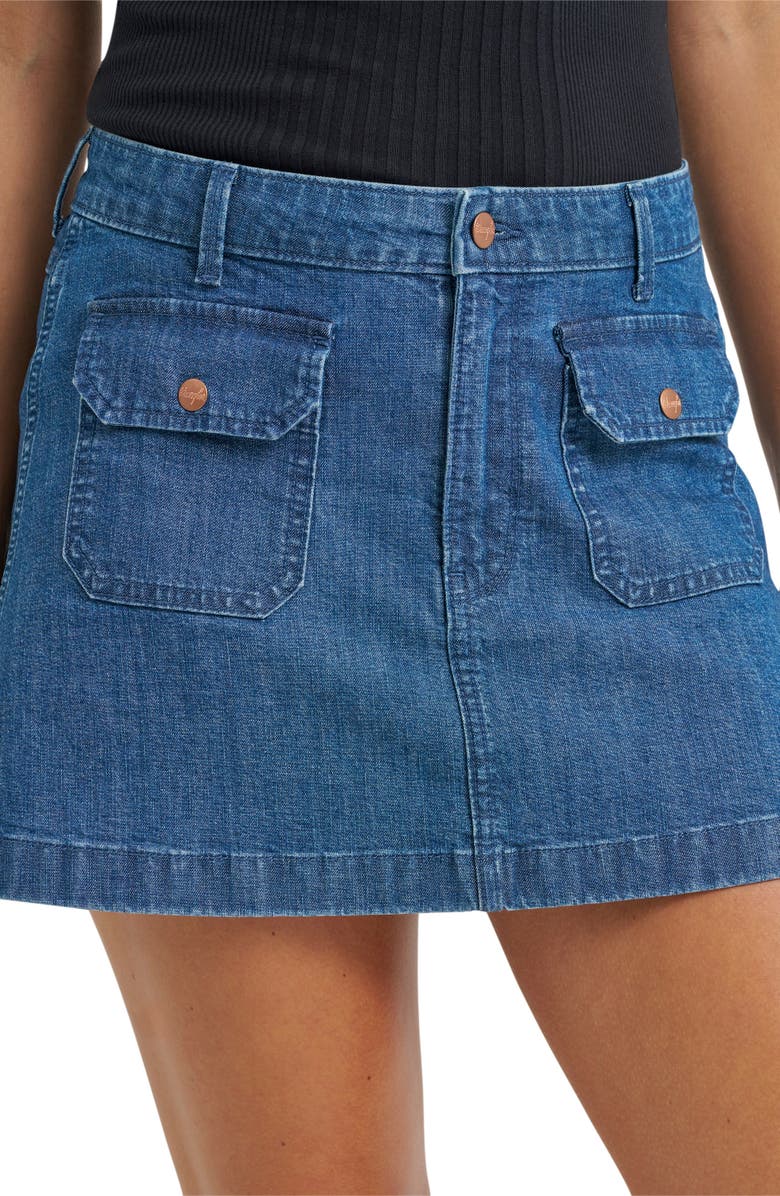 Wrangler Western Patch Pocket Denim Miniskirt, Alternate, color, 