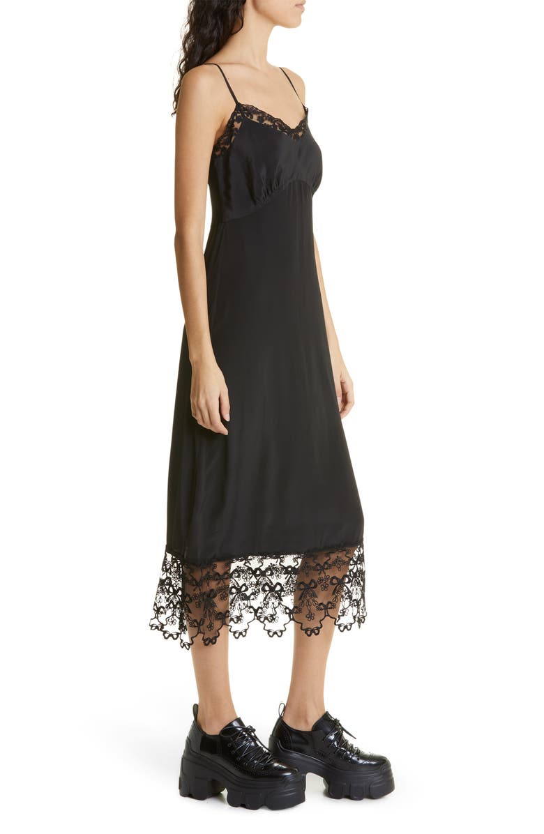 Simone Rocha Lace Trim Slipdress, Alternate, color, Black