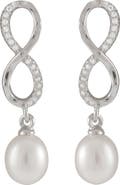 SPLENDID PEARLS Dangling 7.5-8mm Pearl Infinity Earrings