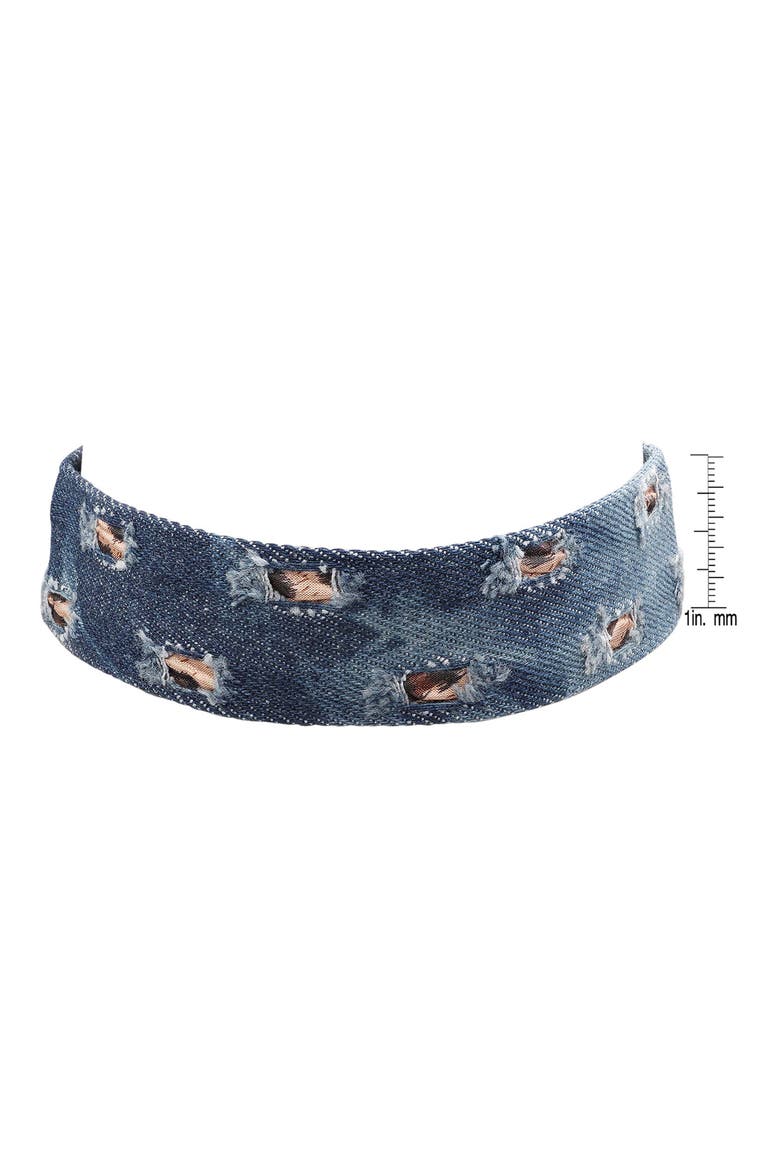 Distressed Denim Choker, Alternate, color, BLUE