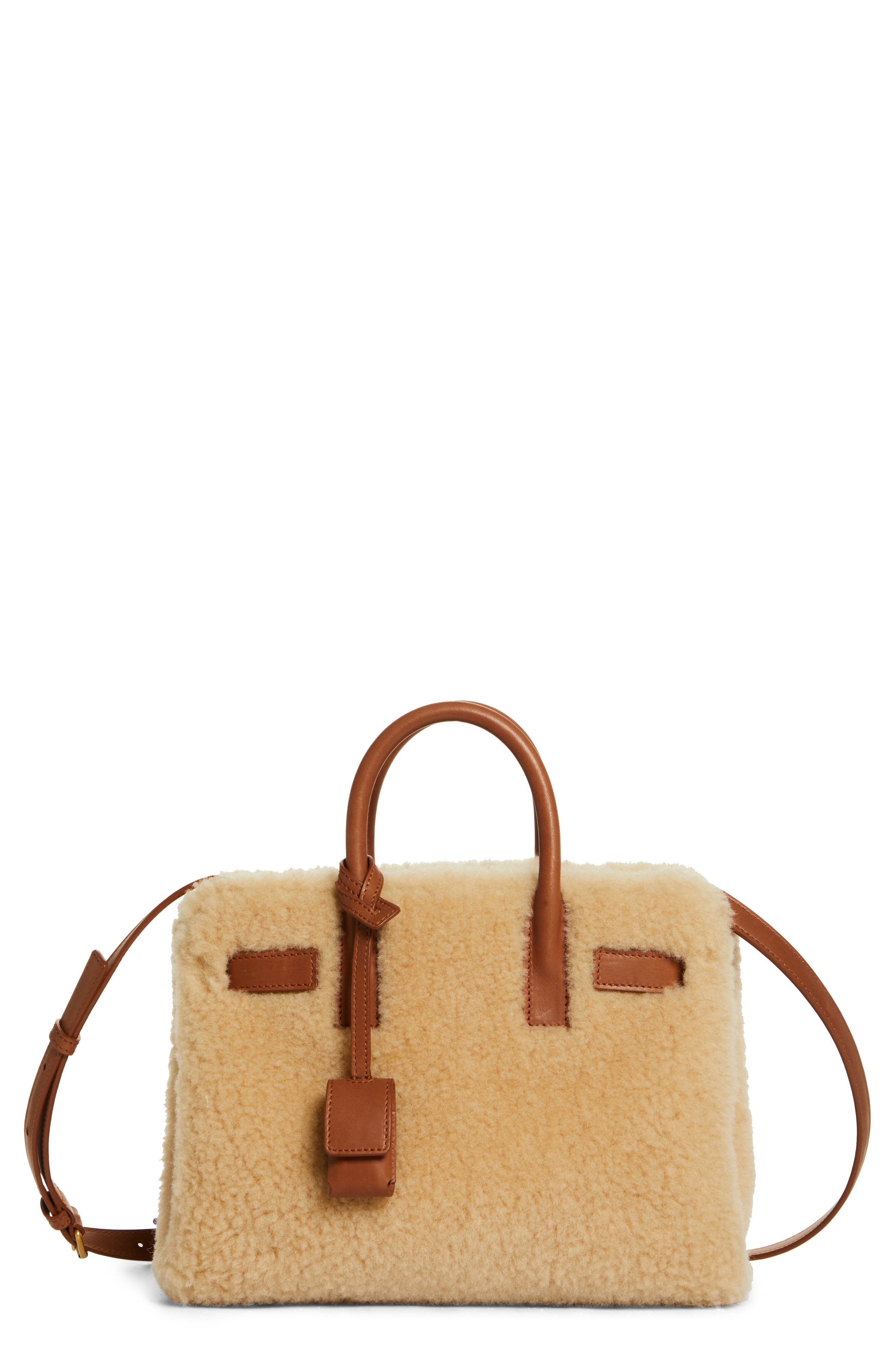 Saint Laurent Nano Sac de Jour Genuine Shearling Tote, Main, color, 