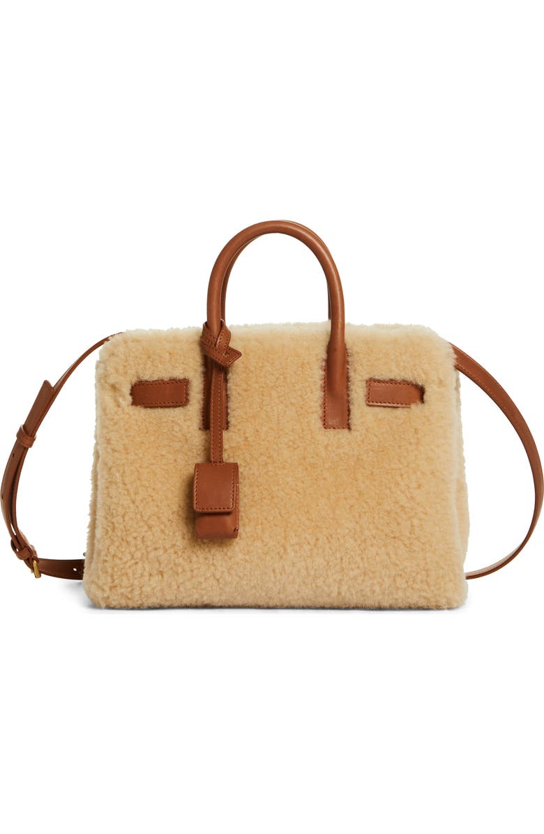 Saint Laurent Nano Sac de Jour Genuine Shearling Tote, Main, color,