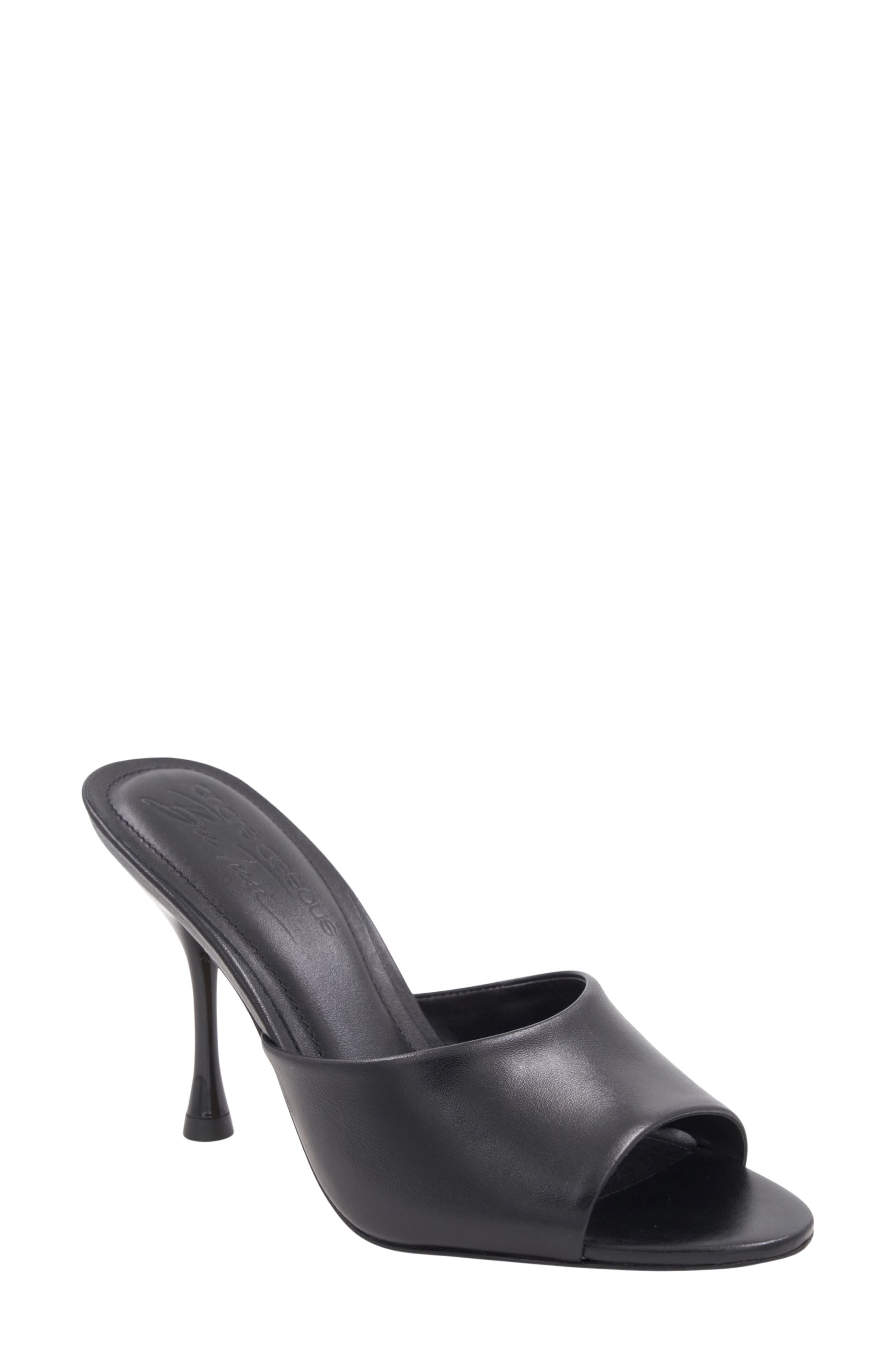 x Bre Tiesi Eve Slide Sandal, Main, color, BLACK LEATHER