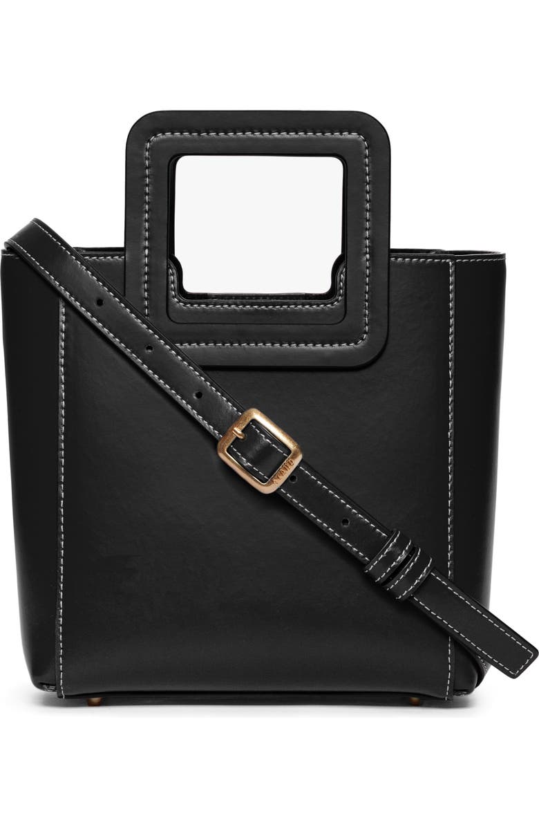 STAUD Mini Shirley Leather Satchel, Main, color, Black