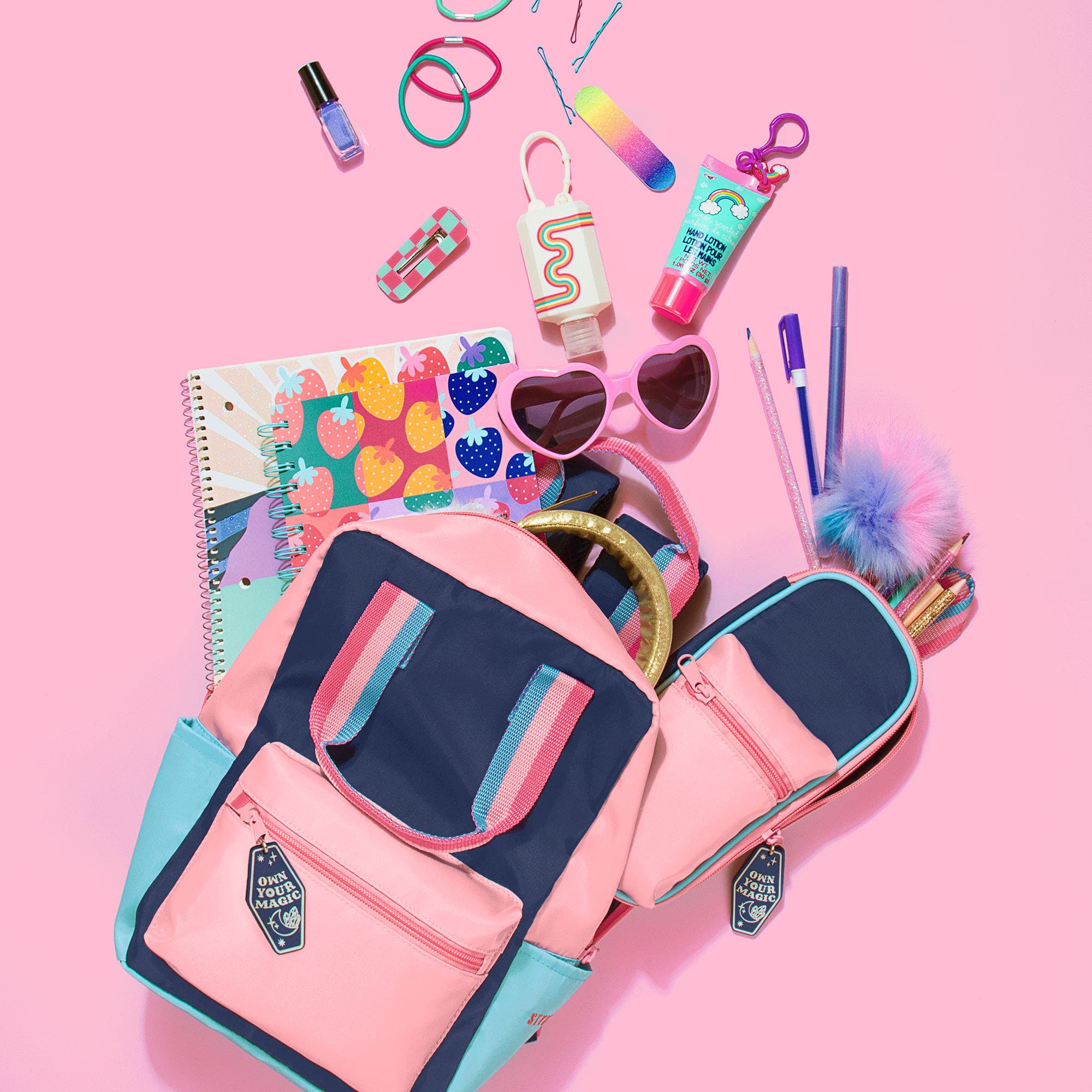 Style.Lab Fashion Angels Harlow Colorblock Backpack and Pouch Set, Alternate, color, Multicolored