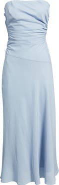 Nia Caricia Strapless Side Ruched Midi Dress