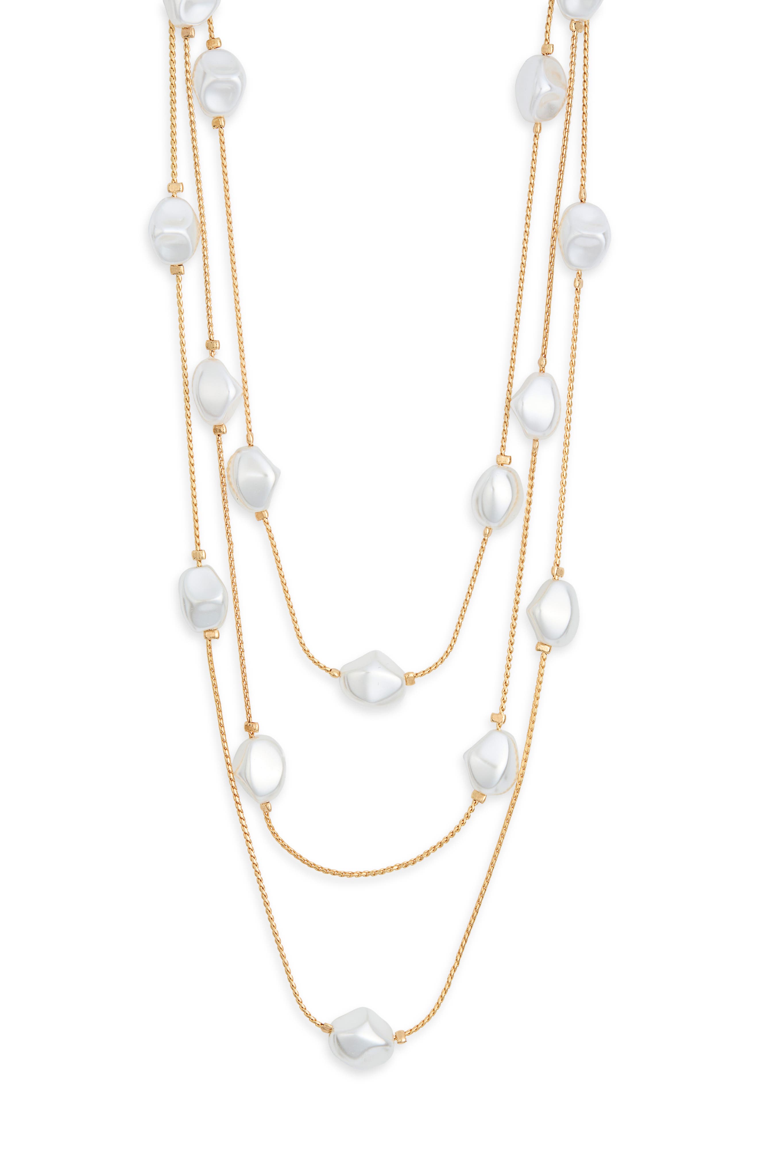 NORDSTROM RACK Faux Pearl Three-Row Necklace