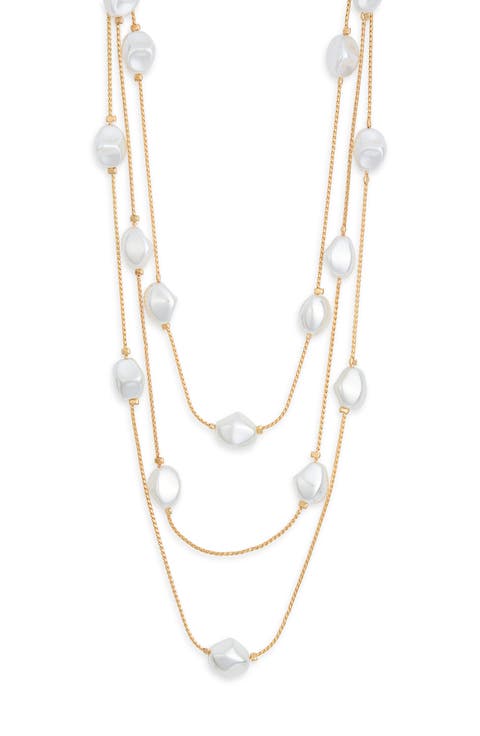 Faux Pearl Three-Row Necklace